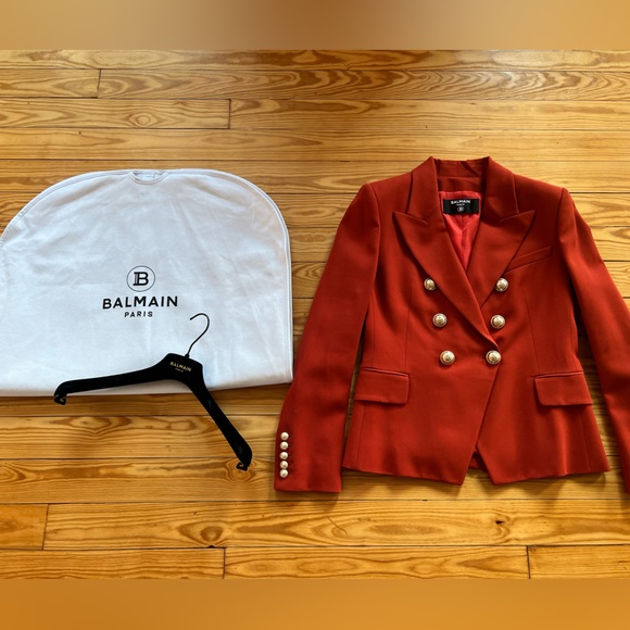 Balmain Double Vested Blazer Size 44 in Orange/Red - Picture 11 of 16